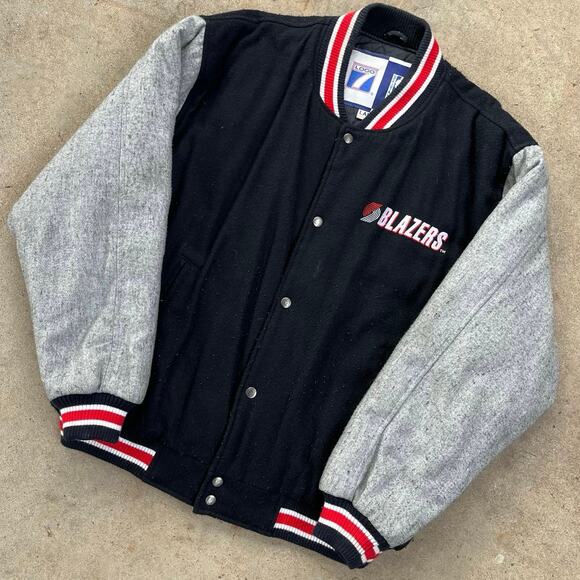 Vintage 90s Portland Trailblazers Logo 7 Letterman Jacket Large - Picture 3 of 7